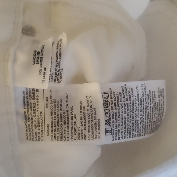 Levi's 524 Skinny white jeans size 5 W27 - Picture 6 of 9